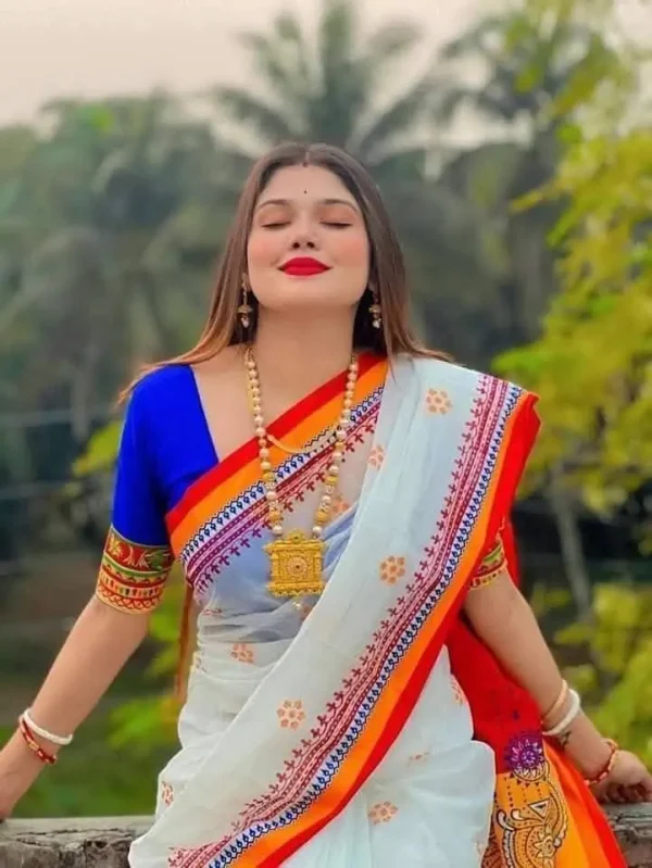 হাফ সিল্ক স্কিন প্রিন্ট শাড়ি
