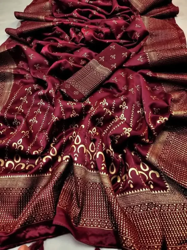 প্রিমিয়াম জাপানি সিল্ক স্কিন পিন্ট শাড়ি - Image 2